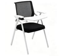 Silla de oficina de malla, silla plegable para adultos con escritorio. Con La Tableta De Escritura. Silla de reunión con soporte lumbar, adecuada para reuniones, estudio, trabajo de oficina Black
