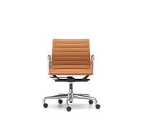 Silla de Oficina EA 118 con Mecanismo Giratorio, Reposabrazos E Inclinación, Estructura de Cuero Premium Coñac L50 y Cromo