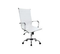 Equip Silla de Oficina Ergonómica Blanca con Respaldo Alto e Imitación Piel