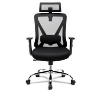 Silla de Oficina Ergonómica COMHOMA con Reposacabezas 3D y Soporte Lumbar, Silla Giratoria de Escritorio Ajustable, Silla de Trabajo con Función de Inclinación Grey