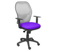 Silla De Oficina Ergonómica Con Mecanismo Sincro, Brazos Regulables Y Ajustable En Altura Respaldo De Malla Transpirable En Color Gris Y Asiento Tapizados En Tejido Bali Color Lila Piqueras Y Crespo M
