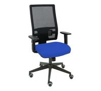 Silla De Oficina Ergonómica Con Mecanismo Sincro Y Regulable En Altura Respaldo Alto De Malla Transpirable Y Asiento Tapizado En Tejido Bali Color Azul Piqueras Y Crespo Modelo Horna