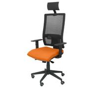Silla De Oficina Ergonómica Con Mecanismo Sincro Y Regulable En Altura Respaldo Alto De Malla Transpirable Con Cabecero Y Asiento Tapizado En Tejido Bali Color Naranja (con Cabecero Incluido) Piqueras