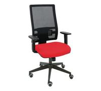 Silla De Oficina Ergonómica Con Mecanismo Sincro Y Regulable En Altura Respaldo Alto De Malla Transpirable Y Asiento Tapizado En Tejido Bali Color Rojo Piqueras Y Crespo Modelo Horna
