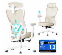 Silla de Oficina Ergonómica con Reposacabezas y Soporte Lumbar Ajustables Gris Paloma