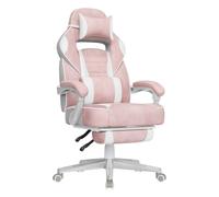 Silla de Oficina Ergonómica con Reposapiés Rosa Jalea y Blanco Crema