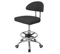Silla de oficina ergonómica con respaldo y reposapiés, silla de dibujo regulable en altura, taburete de ordenador giratorio de 360 grados, sillas de trabajo ruedas para salón estudio en casa, negro