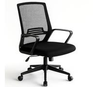 Silla de Oficina Ergonómica con Ruedas y Respaldo Transpirable | Altura Regulable y Soporte Lumbar | Ideal para Escritorio, Estudio o Habitación Juvenil | Diseño Moderno y Confortable | Color Negro