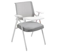Silla de oficina ergonómica de malla con escritorio plegable y respaldo ajustable, ideal para reuniones, estudiantes y salas de conferencias, marco de metal