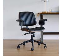 Silla de oficina ergonómica de piel auténtica, altura regulable, giratoria con