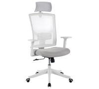 Silla de Oficina ergonómica de Respaldo Alto - Malla Transpirable - Reposacabezas y Soporte Lumbar Ajustables - Brazos abatibles
