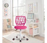 Silla de oficina, ergonómica, giratoria, con altura ajustable, para ordenador, con 5 ruedas, sillas y taburetes para el hogar, silla de trabajo, color macarrón, rosa oscuro