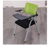 Silla de oficina ergonómica plegable con respaldo y portapapeles, silla de escritorio verde para instituciones de formación y conferencias