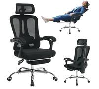 Silla de Oficina ergonómica, Silla de Escritorio con Respaldo Alto de Tejido de Malla, reposapiés Extensible, Soporte Lumbar y reposacabezas Ajustable, Silla de Juegos giratoria 360° para la Oficina