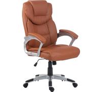 Silla de oficina ergonómica Texas, diseño moderno, giratoria y con altura ajustable, tapizada en cuero sintético | Color: marrón claro