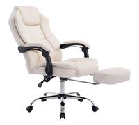 CLP Silla de oficina Castle – ergonómica con reposapiés, acolchada de cuero sintético, crema