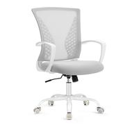 SONGMICS Silla de Malla, Silla de Oficina Giratoria, Altura Ajustable, Función de Inclinación, Respaldo y Asiento Transpirable, para Estudio, Oficina, Carga de 120 kg, Gris Paloma OBN022GD01