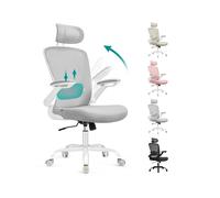 Silla de Oficina Giratoria Ergonómica Apoyabrazos Abatibles Gris Paloma