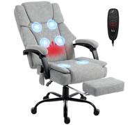 Silla de oficina HOMCOM con función de masaje, función de calor, altura ajustable, color gris