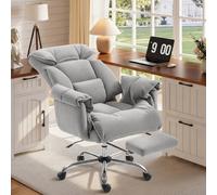 Silla de Oficina HOMCOM, Silla de Escritorio con Respaldo Ajustable en Inclinación, Reposabrazos Acolchados, Reposapiés y Respaldo Alto Plegable, Silla Giratoria con Acabado en Terciopelo, Silla de