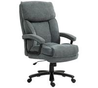 Silla de oficina HOMCOM, silla de escritorio ergonómica con función balancín, aspecto lino, silla de PC regulable en altura con función giratoria, cojines gruesos, capacidad de carga hasta 200 kg,