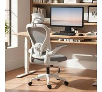 Silla de oficina HOMCOM, silla de escritorio ergonómica con reposabrazos altos plegables, soporte lumbar ajustable, respaldo, silla giratoria con función de balanceo y altura ajustable, cubierta de