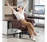 Silla de oficina HOMCOM, silla de escritorio ergonómica con reposabrazos, reposapiés, silla giratoria ajustable en altura con respaldo alto, silla de ordenador tapizada gruesa con tapicería de