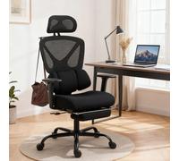 Silla de Oficina HOMCOM, Silla Ergonómica de Escritorio con Reposabrazos 3D Ajustables, Soporte Lumbar, Reposacabezas, Altura Ajustable, Silla Giratoria de Malla Negra