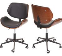 Silla de oficina HWC-G25, silla giratoria para escritorio, diseño retro con aspecto de madera de nogal, giratoria, con ajuste de altura, MVG, color -marrón