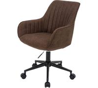 Silla de oficina HWC-J62, silla giratoria para escritorio, silla reclinable, tapizada en tela/textil con reposabrazos, color marrón