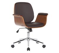 CLP Silla de oficina Kemberg – cuero, estructura de madera, regulable en altura, nuez/marrón
