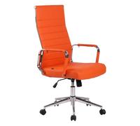CLP Silla de oficina Kolumbus – simil cuero, base metal con ruedas, ergonómica y regulable, naranja