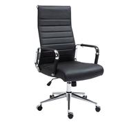 Silla de oficina kolumbus de cuero auténtico negro 66x58x105 cm