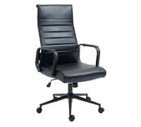 Silla de oficina kolumbus de cuero auténtico negro/negro 66x58x105 cm