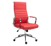 Silla de oficina kolumbus de cuero auténtico rojo 66x58x105 cm