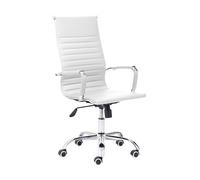 Due-Home – Silla de oficina Letter – símil piel, regulable, con ruedas y reposabrazos – Blanco