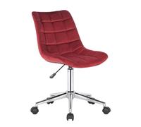 Silla de oficina CLP modelo Medford, tapizada en terciopelo, con altura ajustable y giratoria. Color: rojo