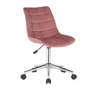 Silla de oficina CLP modelo Medford, tapizada en terciopelo, con altura ajustable y giratoria. Color: rosa