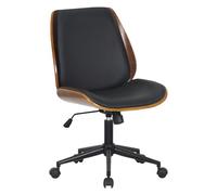 CLP Silla de Oficina ergonómica Mitch, Regulable en Altura, giratoria con Carcasa de Madera y función basculante, Ideal para casa y Oficina., Color:Nuez/Negro, Color del Marco:Negro