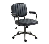 CLP Silla de oficina Natrona - piel sintética, look industrial, acolchada con ruedas - Negro antiguo