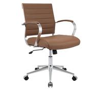 CLP Silla de oficina Oakland, ajustable, giratoria 360°, ruedas suaves, cuero sintético marrón claro