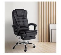 CLP Silla de Oficina Oxygen I Silla de Escritorio con reposapiés I Silla giratoria ergonómica, Regulable en Altura sin escalonamientos, Color:Negro, Material:Cuero Sintetico