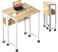 Silla de oficina plegable con ruedas, ideal para espacios de trabajo pequeños. Es portátil y fácil de montar. Color beige, dimensiones 63 x 50 cm