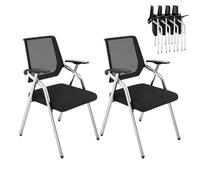Silla de oficina plegable con tableta de escritura, sillón acolchado, marco de aleación de aluminio, no requiere montaje, apilable para sala de entrenamiento, aula
