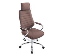 CLP Silla de Oficina ergonómica Rako, Ajustable en Altura, giratoria, con tapizado de Tela, Respaldo con reposacabezas, reposabrazos Acolchados | Color marrón