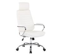 Silla de oficina rako de cuero auténtico blanco 57x59x117 cm