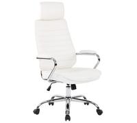 Silla de oficina rako de cuero auténtico blanco 57x59x117 cm