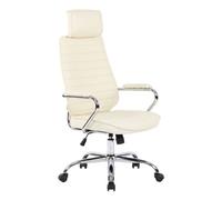 Silla de oficina rako de cuero auténtico crema 57x59x117 cm