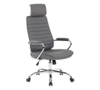 Silla de oficina rako de cuero auténtico gris 57x59x117 cm
