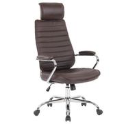 Silla de oficina rako de cuero auténtico marrón 57x59x117 cm